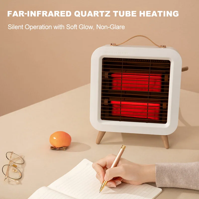 Infrared Electric Heater Small Sun 550W Quartz Tube Heating Silent Operation Dark Light Portable Handle For Desk Bedroom Use