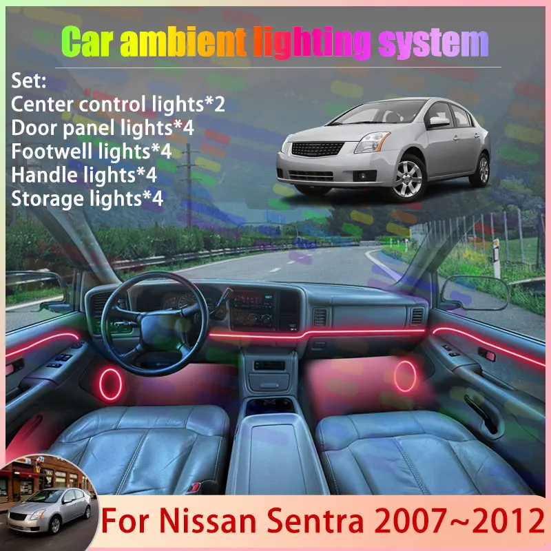 

Для Nissan Sentra 2007 ~ 2012 2008 2009 SE B16 MK6 2/18 в 1 автомобильный атмосферный светильник RGB абажур ансамбль стример атмосферный набор