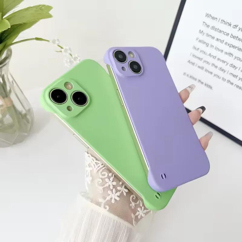 Luxury Candy Color Half-Wrapped Phone Case For iPhone 16 15 14 13 12 11 Pro Max Plus Mini Matte Hard Back Cover Borderless Shell