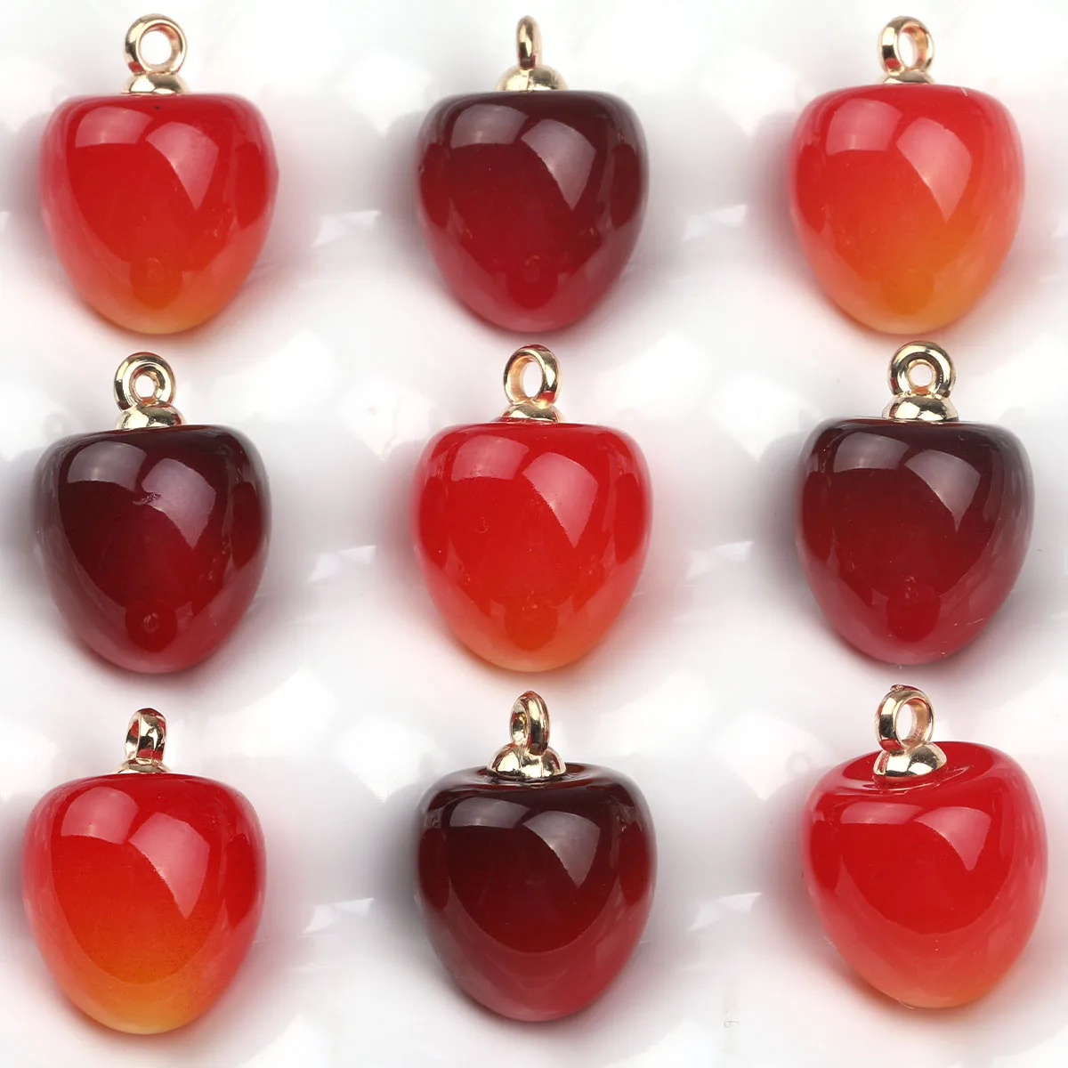 5/20 قطعة خرز قلادة أكريليك على شكل كرز ، قلادات الكرز الأحمر ثلاثية الأبعاد خرز أكريليك ، قلادات فاكهة أكريليك ، خرز فاكهة الفراولة #3