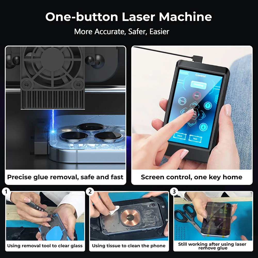 Mobile Phone Back Glass Glue Remove Laser Separating Engraving Machine For iPhone 8 to 15ProMax Rear Housing Removal Repair Tool