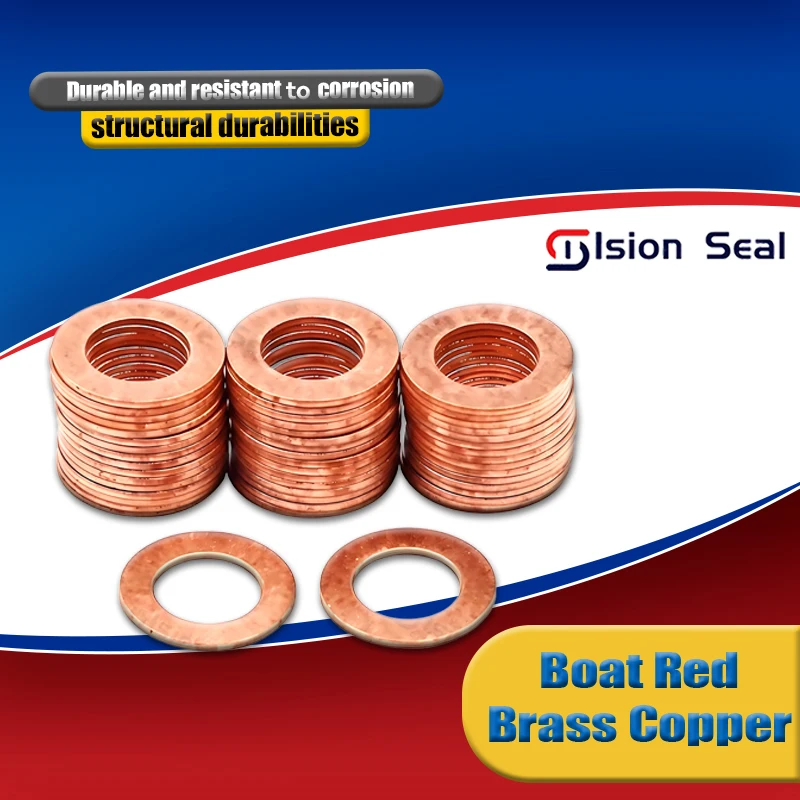 Boat Red Brass Copper Crush Sealing Washer M5 M6 M8 M10 M12 M14 M16 M18 M20 M22 M24 Flat Seal Gasket Ring Shim Pad Meson DIN7603