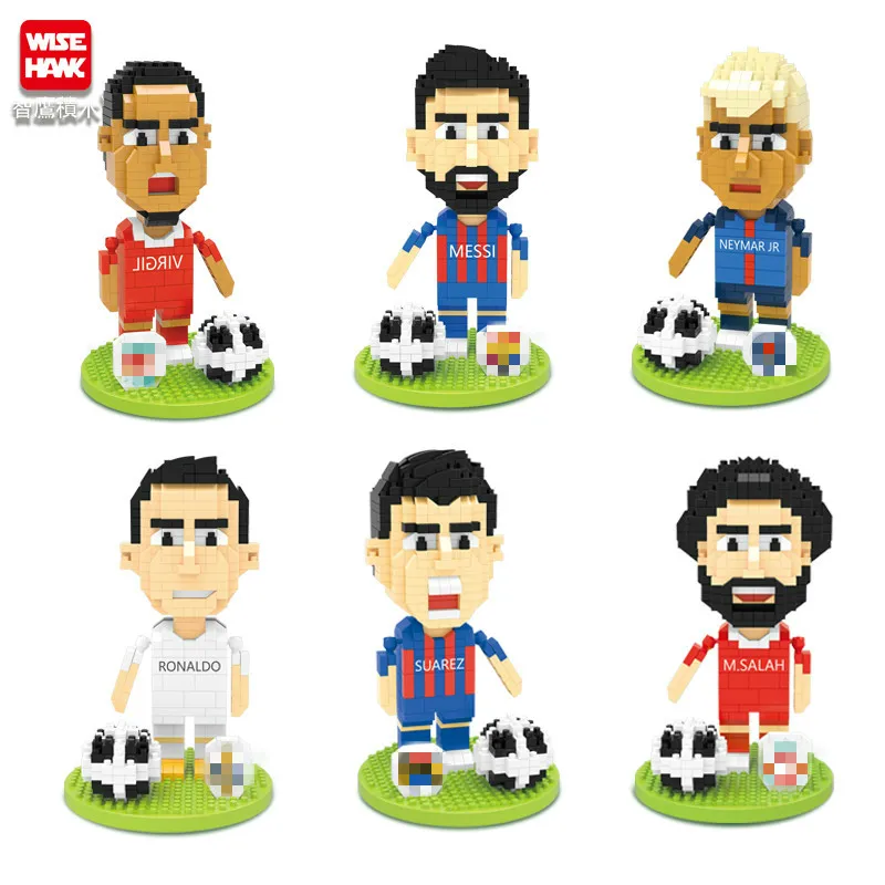 New Soccer Player Star Building Blocks Develop Hobbies DIY  3D Model Mini Bricks Toy For Children Block Build Kids Gift with Box