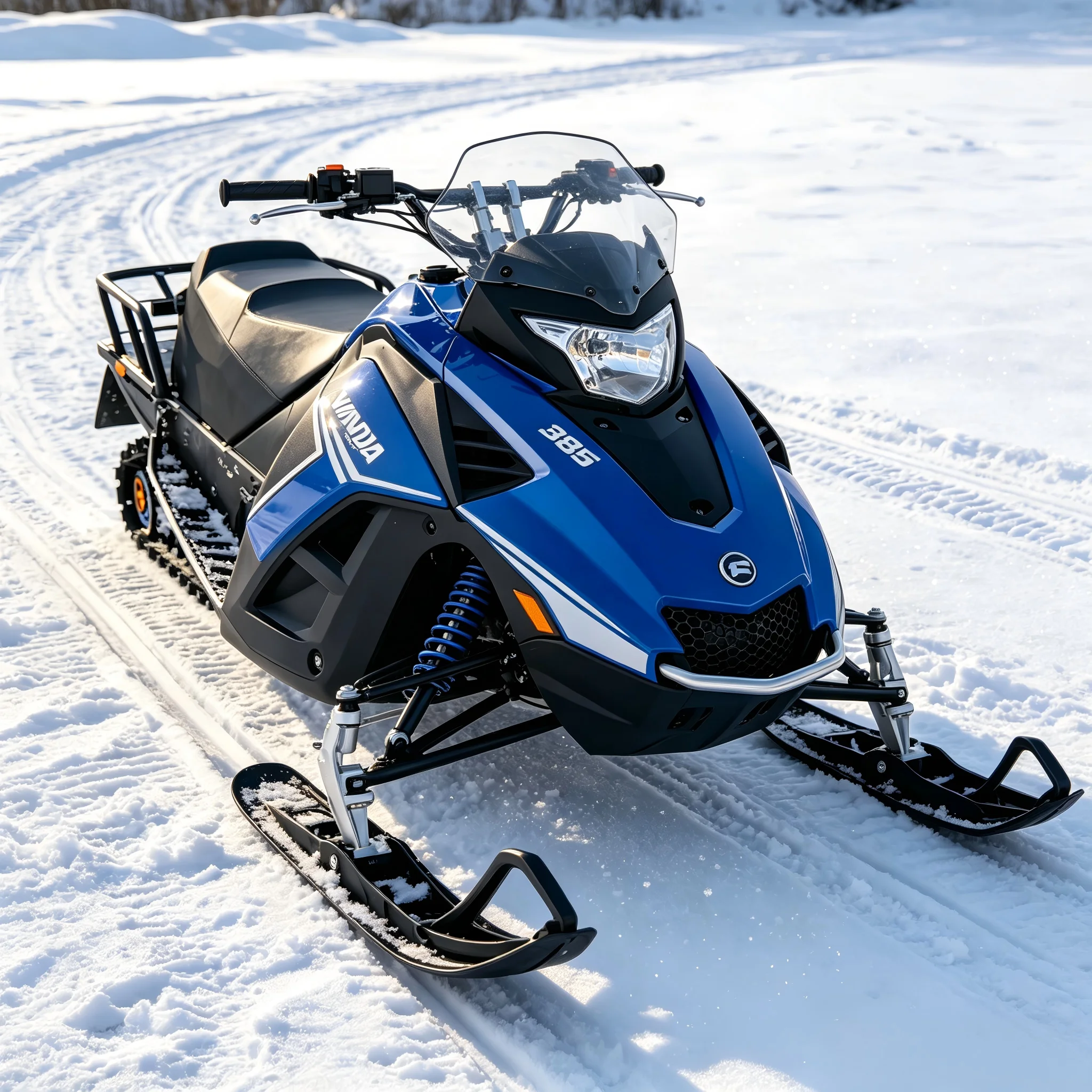Heavy-duty Snowmobile, 380cc Petrol Engine, External CVT Transmission, Reverse Gear, Low-speed Sled, Winter Leisure