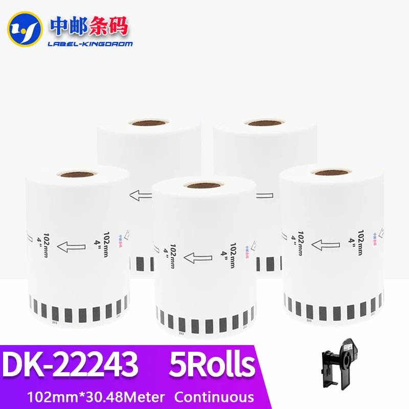 5 Rolls Brother Compatible DK-22243 Label 102mm*30.48M Continuous for QL-1050/1060N Thermal Printer DK-2243