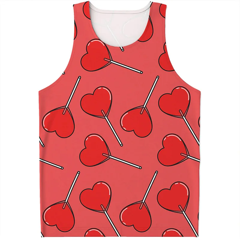 Cartoon Lollipop Candy Pattern Tank Top For Men Women Harajuku Fashion T-shirt 3D Printed Sleeveless Tees Street Cool Loose Vest