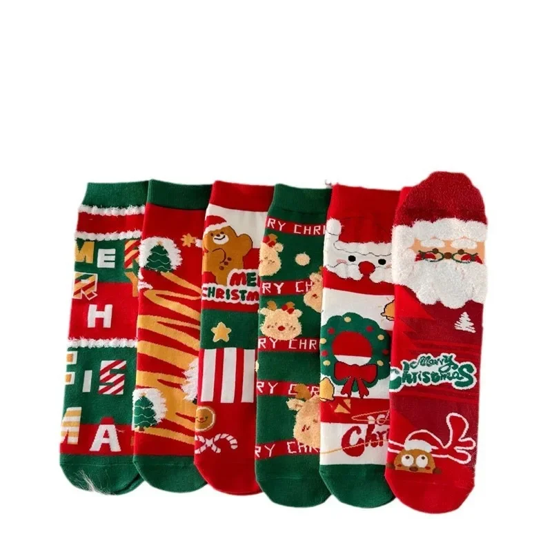 New Christmas Socks Women Set Cartoon Cute Santa Claus Elk Cotton Christmas stocking Gifts New Year Socks Warm Autumn Winter