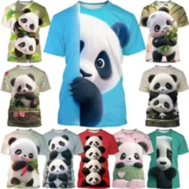 Hot Selling New Panda 3D Printed T-shirt Cartoon Animal Pattern Graphic T-shirt For Men And Women Fashion O Neck Short-sleeved