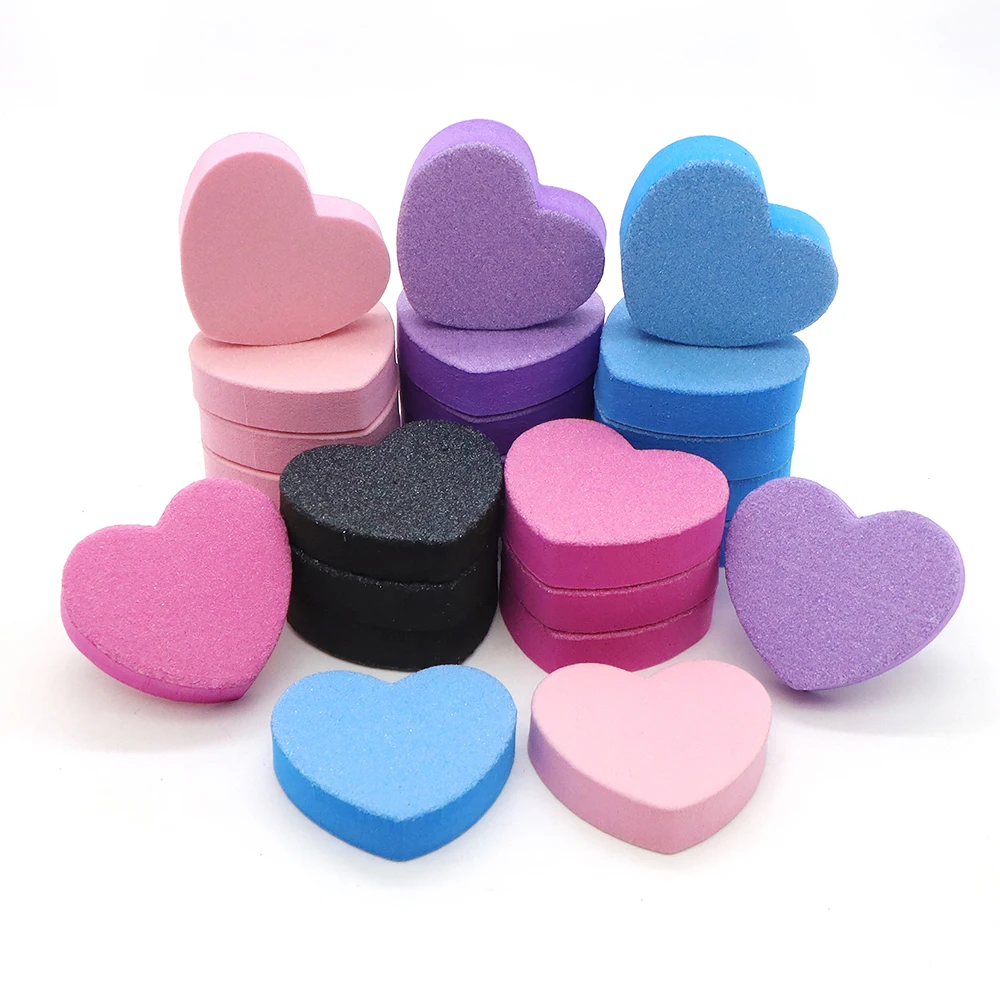 

200Pcs Mini Heart Nail Art File Buffer Block Sponge Sanding Nail File For Acrylic/Natural Nails Professional Home/Salon/DIY Use