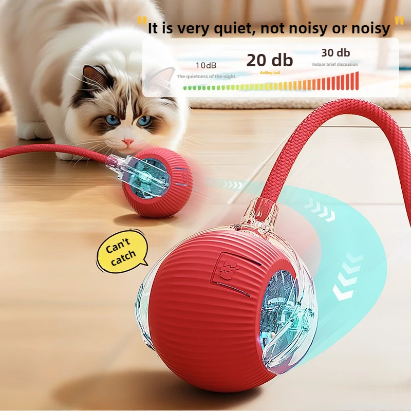 Juguete interactivo de pelota para gatos, bola rodante automática con cola, juguete interactivo inteligente recargable para mascotas, ratón inteligente para gatos