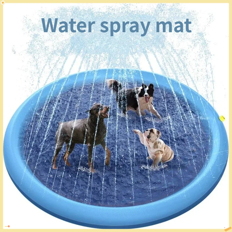 

Summer Pet Swimming Pool 170cm Dog Splash Sprinkler Pad Inflatable Mat Cooling Dogs Outdoor Play Water Mat Toys for Pet Children