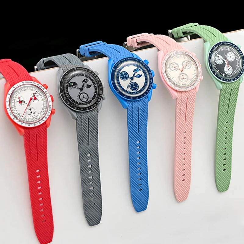 20 مللي متر نهاية منحنية ل أوميغا X سواتش المشتركة MoonSwatch كوكب حزام ساعة اليد ساماستر 300 رولكس حزام الساعات المطاط معصمه سوار