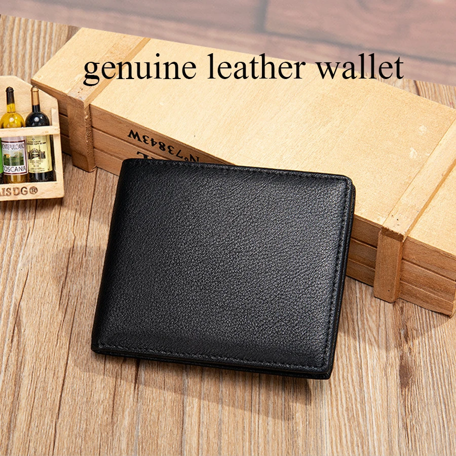 

Men's leather wallet RFID Cowhide genuine leather wallet multi-function credit card holder Money clip Purse For men and women