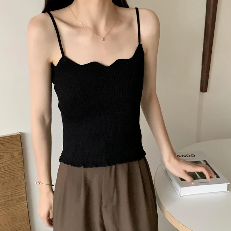 Koreanisches Einfaches Inneres Schichtungs-Tanktop, Lässiges Alltags-Top, Retro Koreanischer Stil, Gestricktes Damen-Camisole, Sommer 2026 Ärmelloses Slim-Fit-Oberteil – Detail 9