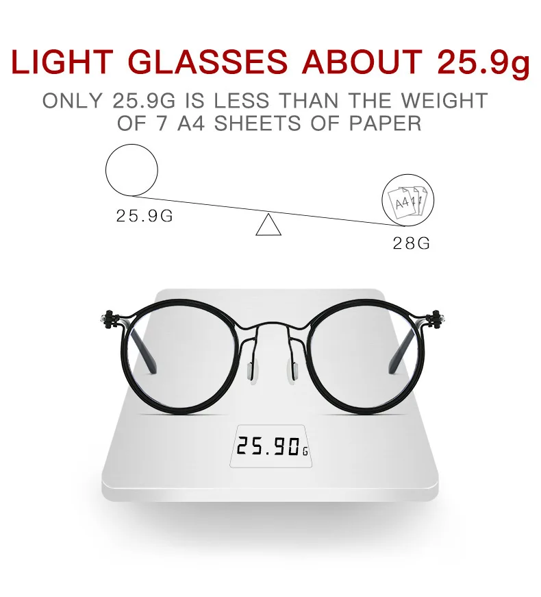 Vintage Lesebrille Anti Blaues Licht Gläser Männer Luxus Runde Rahmen Presbyopie Brille Klare Linse Männer Frauen Metall Gläser – Detail 2