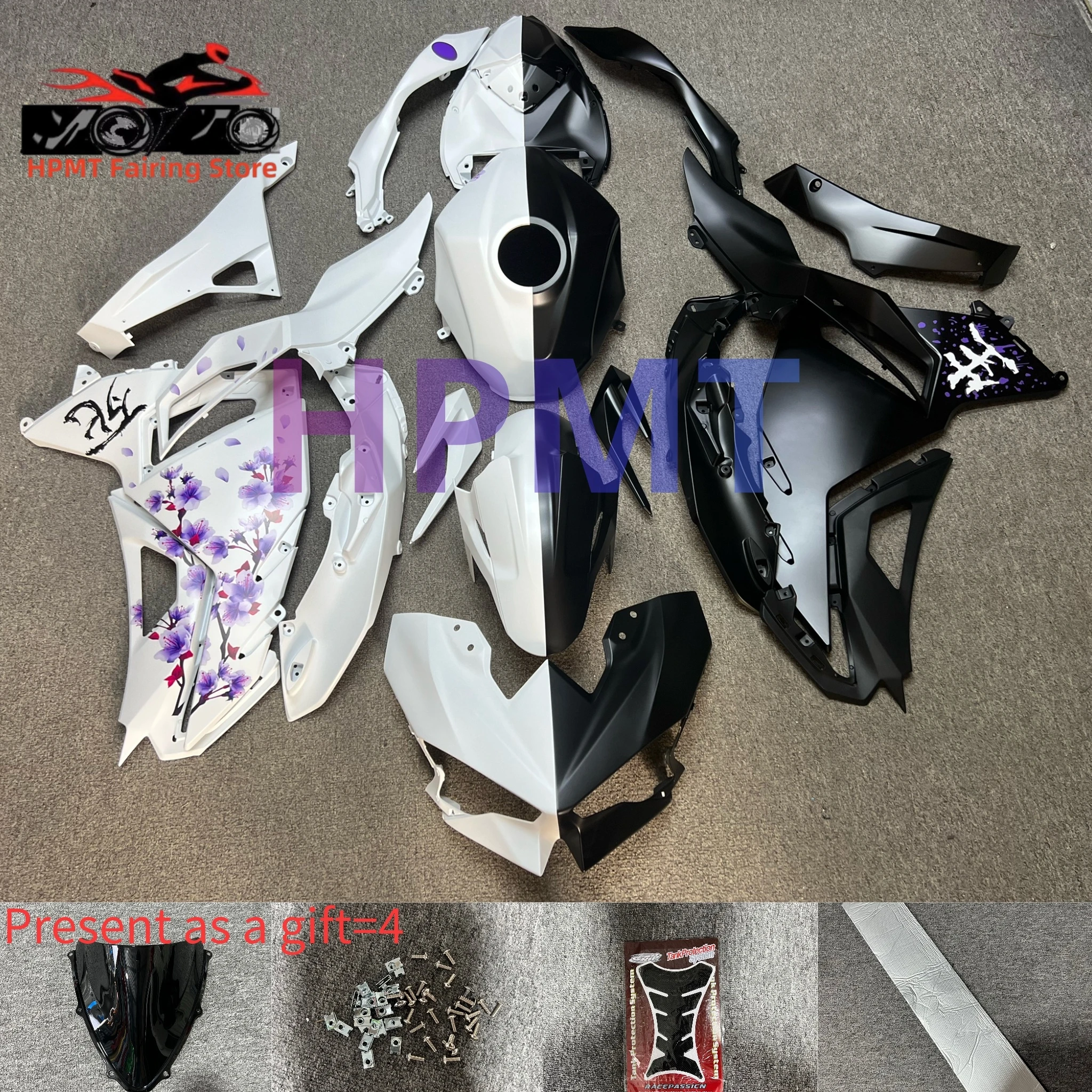 

New ABS Motorcycle Fairings Kit for KAWASAKI Ninja500 EX500 2023-2025NINJA500 2023 2024 2025 Bodywork fairing Kit Purple flowers