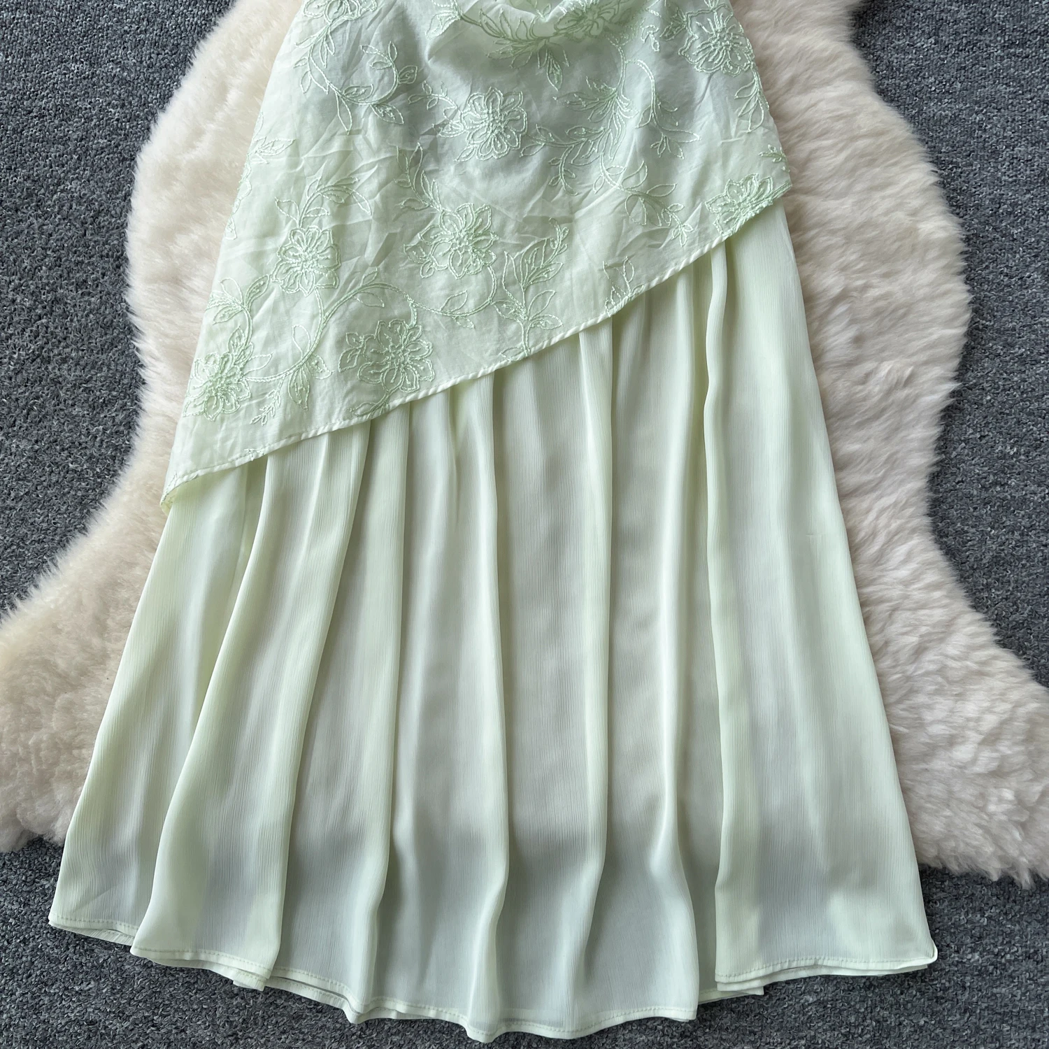 Chic jacquard asimmetrico vintage Elegante fata moda coreana Boho Prendisole abbigliamento donna Abito lungo