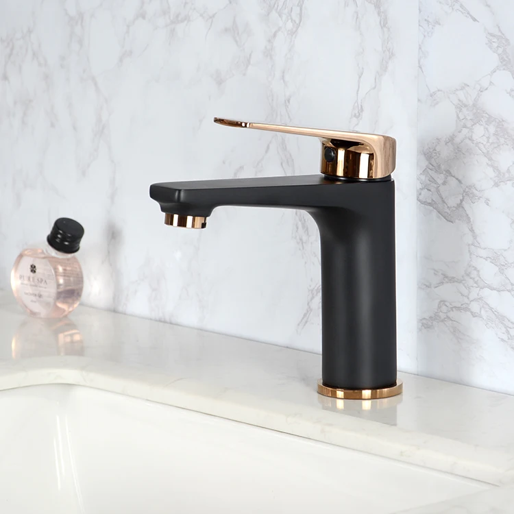 New Modern Brass cold hot Wash basin tap Matte Black rose gold Bathroom Basin Sink Faucets