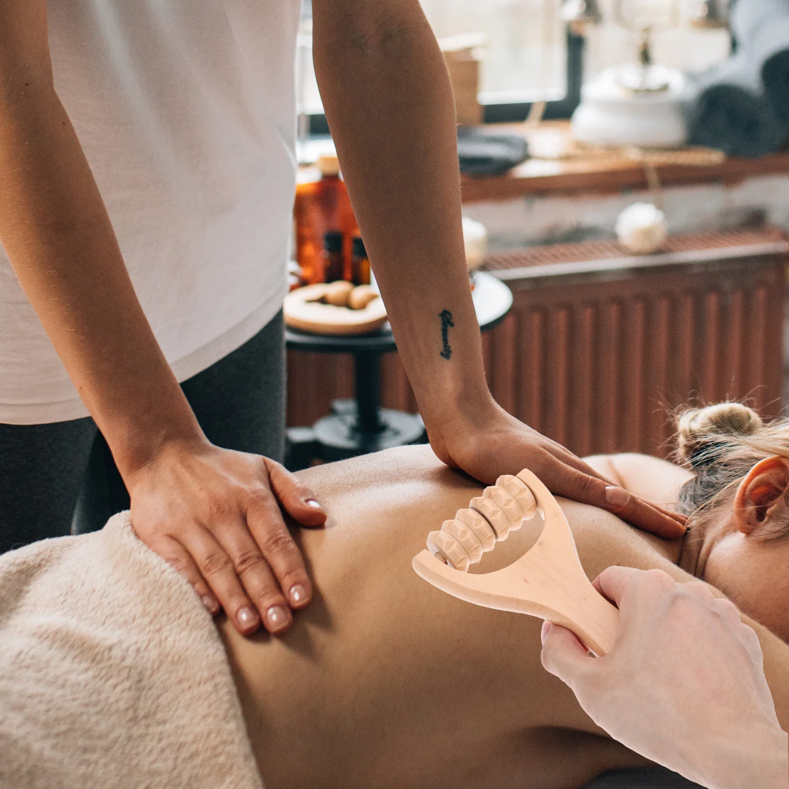 

3pcs Wooden Roller Massager For Muscle Relaxation Pain Relief Handheld Back Neck Foot Calf Tool Body Massage Roller