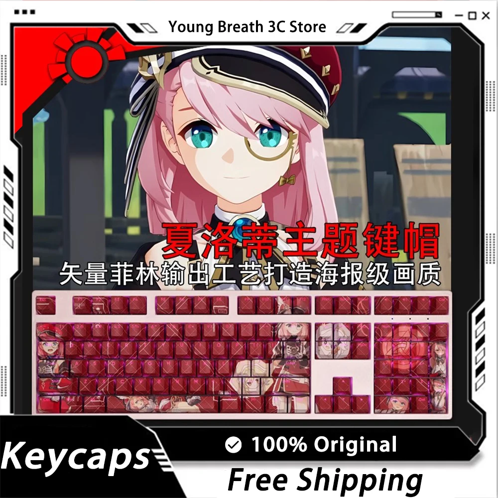 

Custom Genshin Impact Charlotte Keycaps Mechanical keyboard kit Keycap Kawaii Light Transmission Keycap Set Gamer Accessories