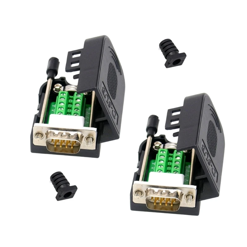 2Piece DB9pin Terminal Adapter DB9pin Serial Adapters for RS485 RS422 Connectors 83CF