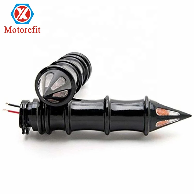 New products on china market motorcycle universal 1 inch hand grips spiked skeleton black turn signals bar end