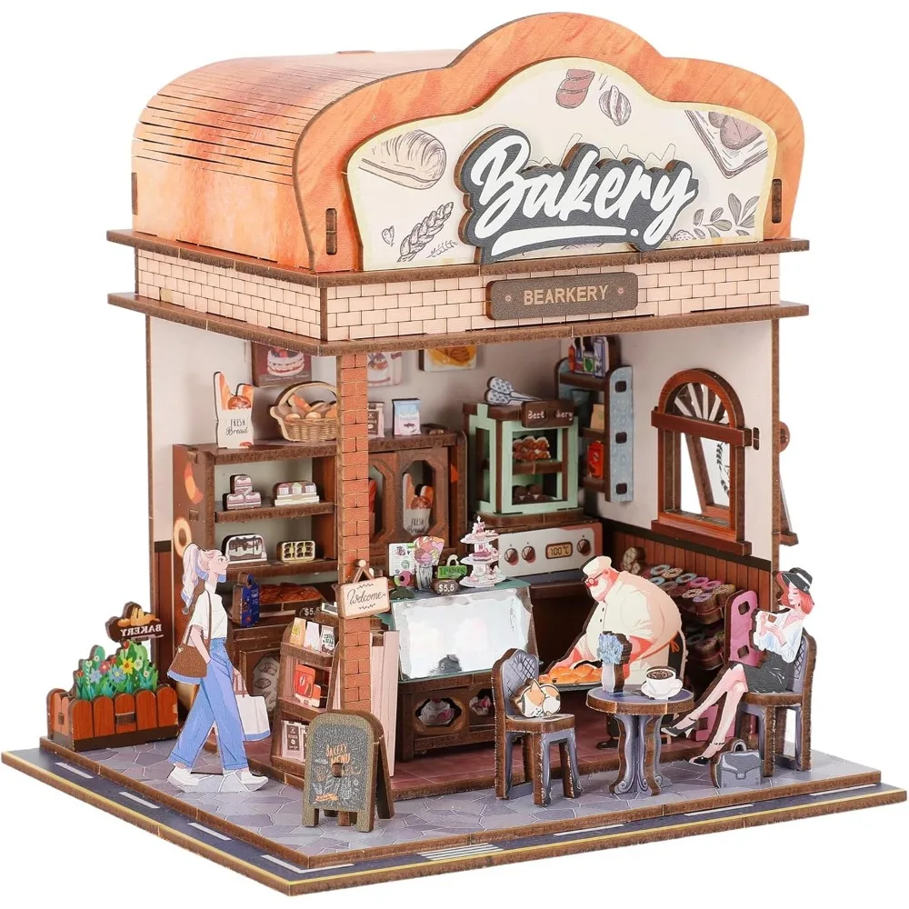 

Набор миниатюрного дома для взрослых «сделай сам»: кукольный домик, книжный домик, крошечный дом, декор книжной полки, 3D деревянная головоломка, уличная модель