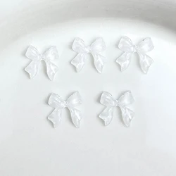 50Pcs Jelly Ribbon Bows Nail Art Charm 3D Summer Ice Transparent Candy Color Bow Nail Decoration DIY Manicure Accessories