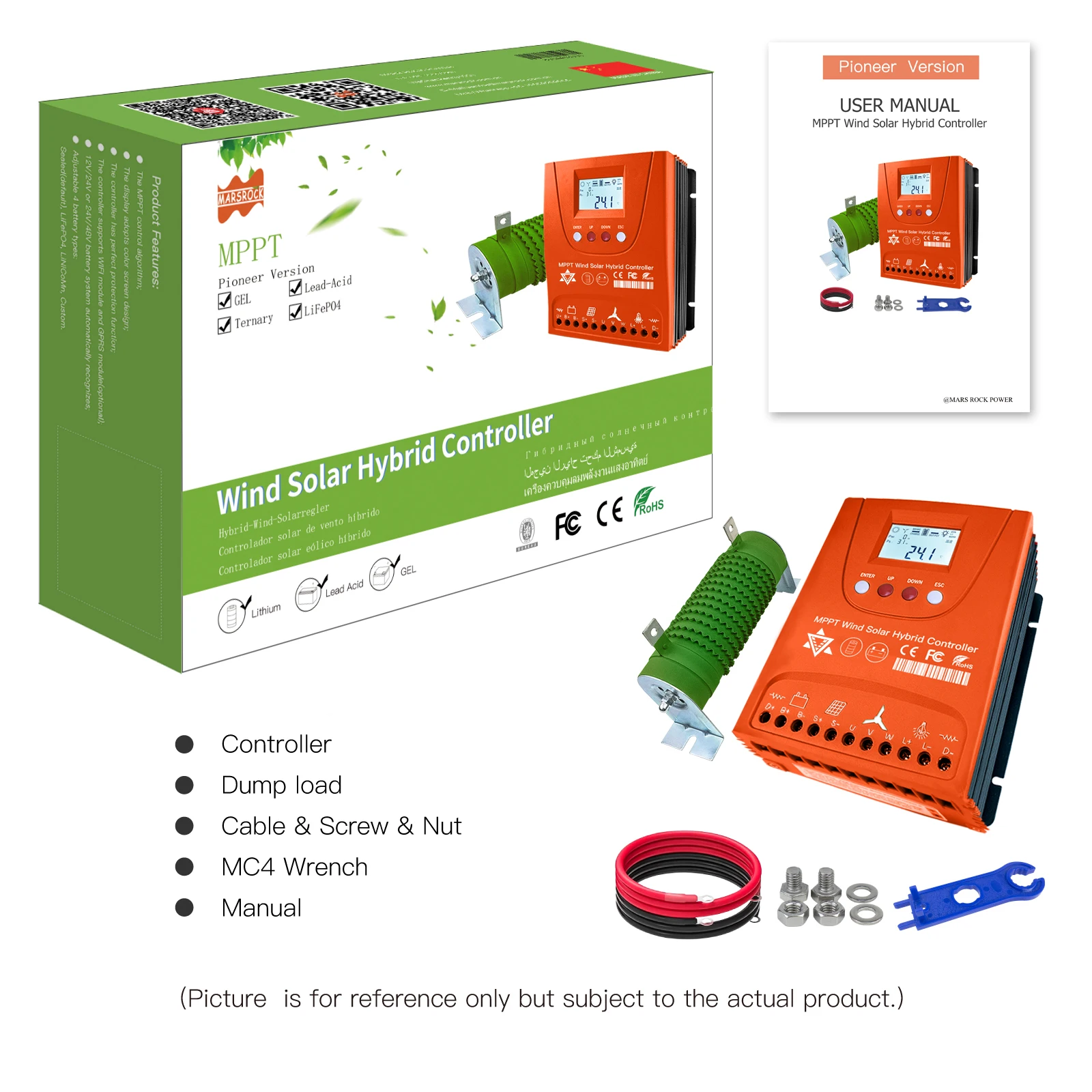 3000W Wind Solar Hybrid Power Controller With high-performance Chip, automatically Matched With 12V/24V or 24/48V Sealed Battery