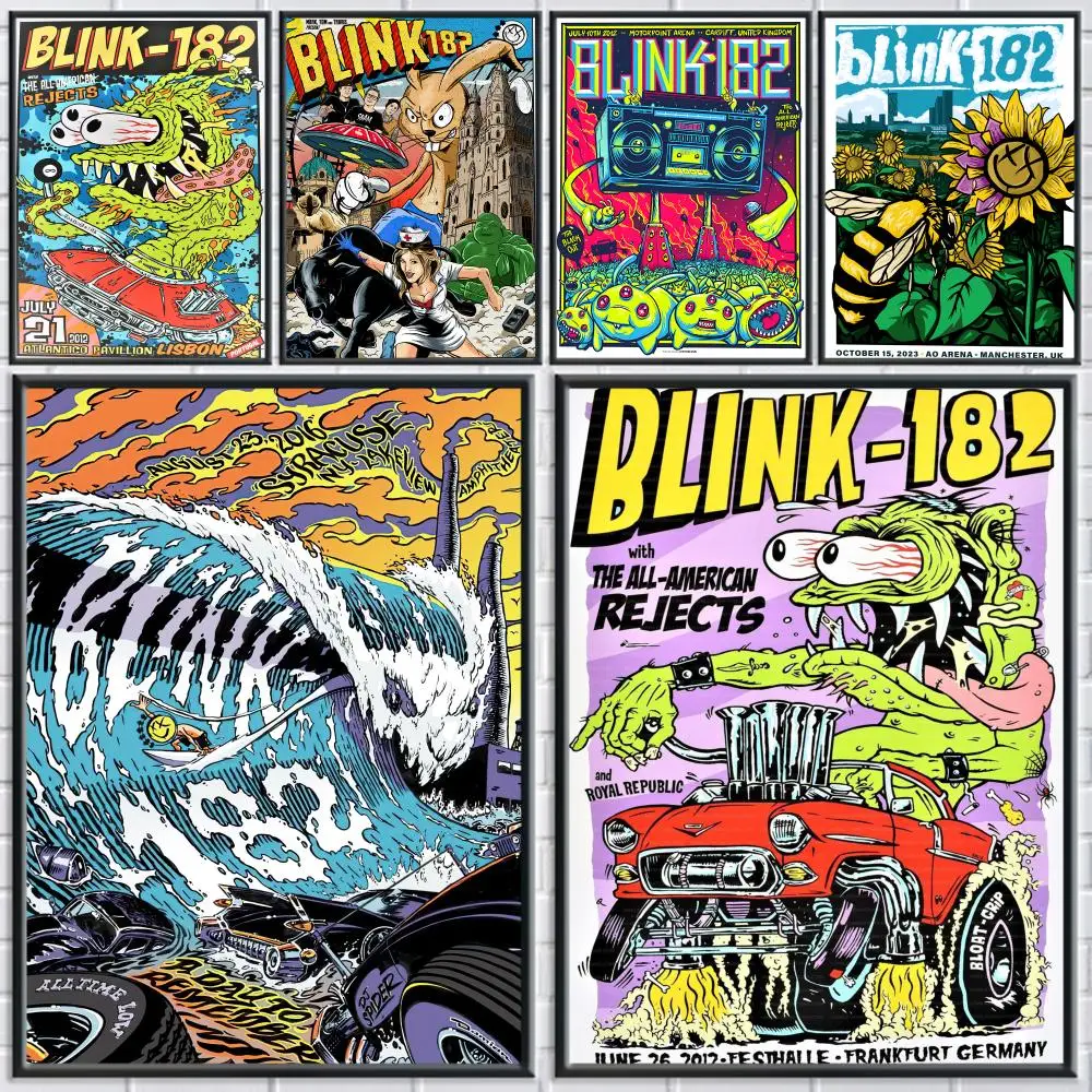 Band B-Blink 182 pegatinas de póster pintura Mural decoración autoadhesiva para dormitorio sala de estar hogar HD calcomanías de pared regalo