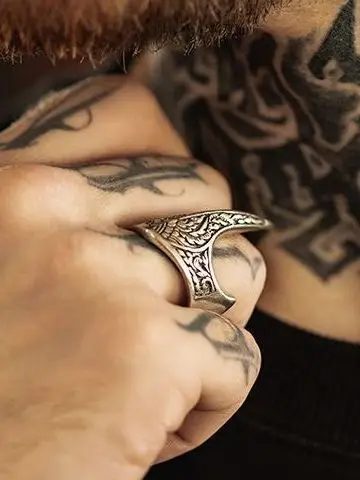 WEIER Retro Flame Totem Ring Eagle Beak Design Unisex 925 Silver Punk Armor Self-Defense Ring Fashion Jewelry Accessory