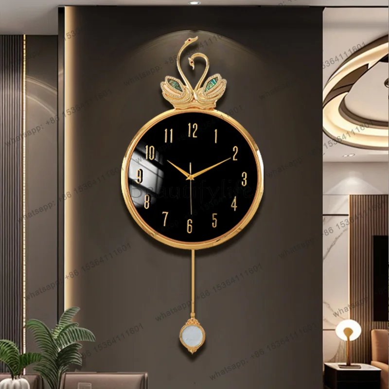 Light Luxury Minimalist Wall Clock Art Modern Design European Digital Wall Clock Creative Round Reloj Digital Pared Home Decor
