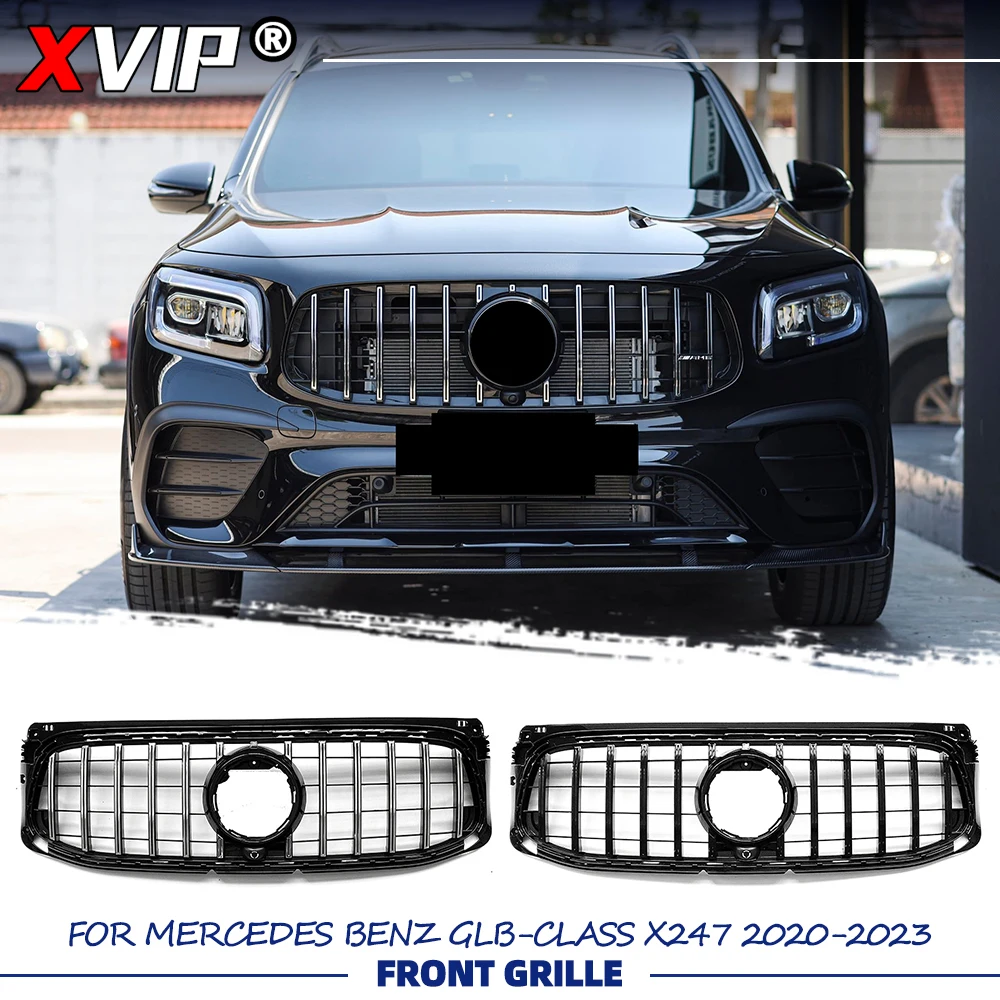 

XVIP Glossy Black GTR Style Racing Grille Chrome Silver Bumper Grille For Mercedes Benz GLB-Class X247 2020-2023 GLB200 GLB250