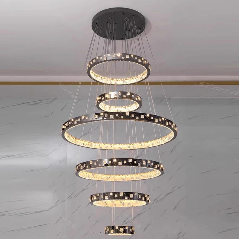 Modern home decoration crystal chandelier, stair Pendant lamp, living room Pendant lights, interior lighting