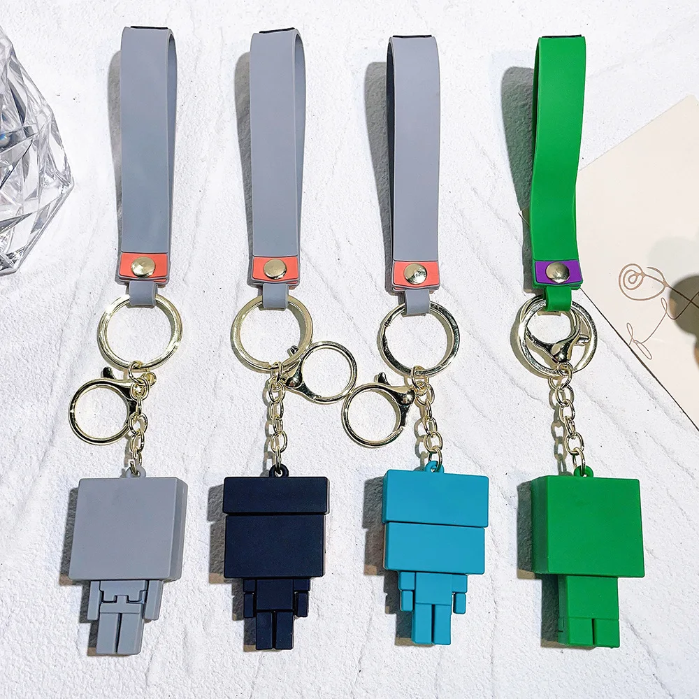 نموذج اللعب بكسل المفاتيح بلدي العالم الكرتون الزاحف دمية سيليكون قلادة كيرينغ سيارة على ظهره مفتاح الهدايا