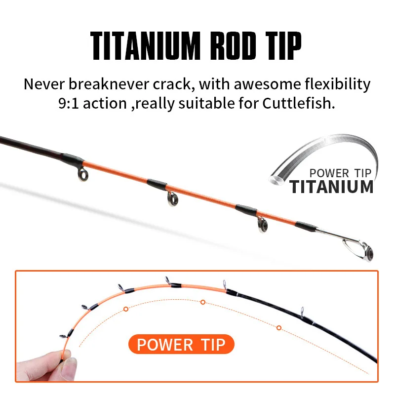 1.7m Titanium Casting Rod Carbon Slow Jigging Boat Fishing Rod 1.5 Section Squid Rod For Hairtail Sea Fishing Tackle