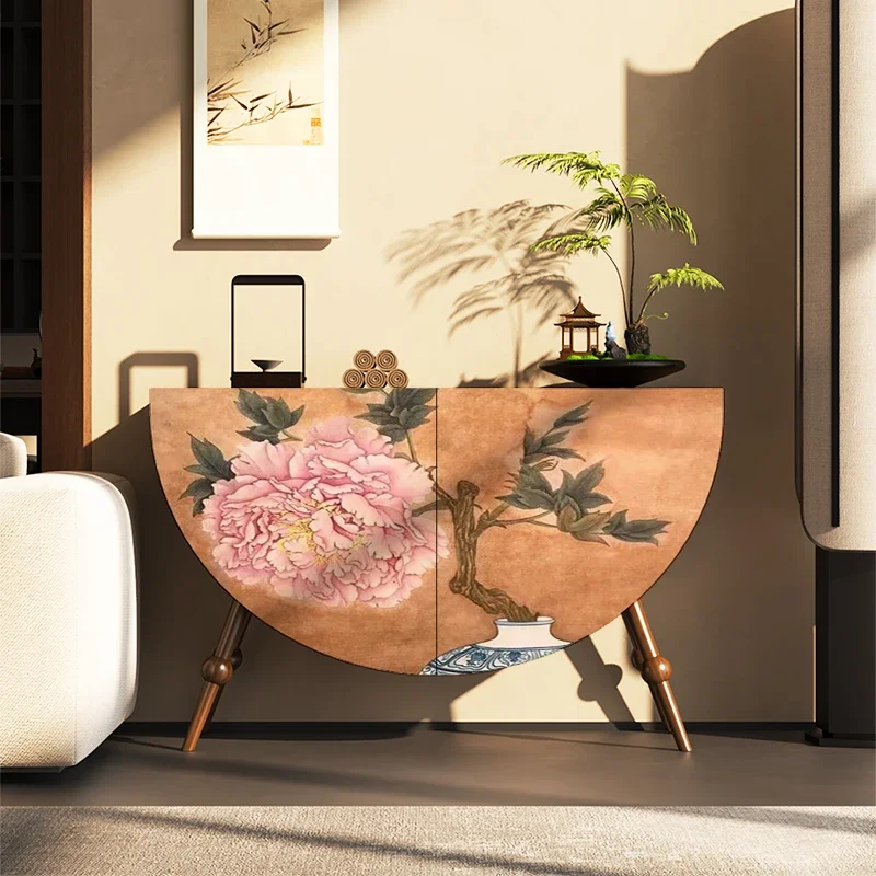 

New Chinese living room entrance cabinet Solid wood dining side cabinet