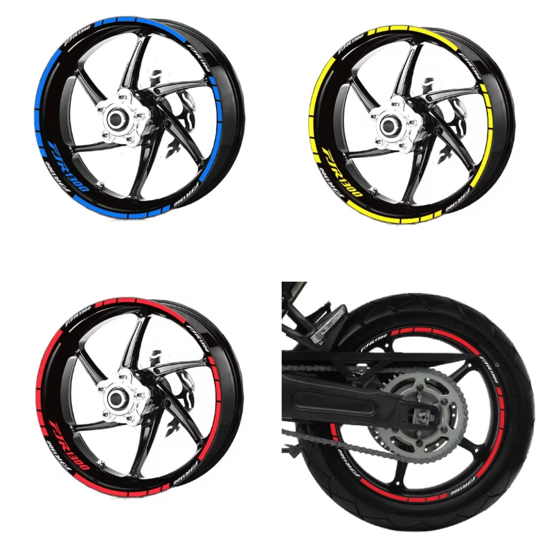 For  FJR1300 fjr1300 FJR 1300 Motorcycle Wheel Rim Stickers Stripes Reflective Waterproof Tire Front Rear Decal Stickers