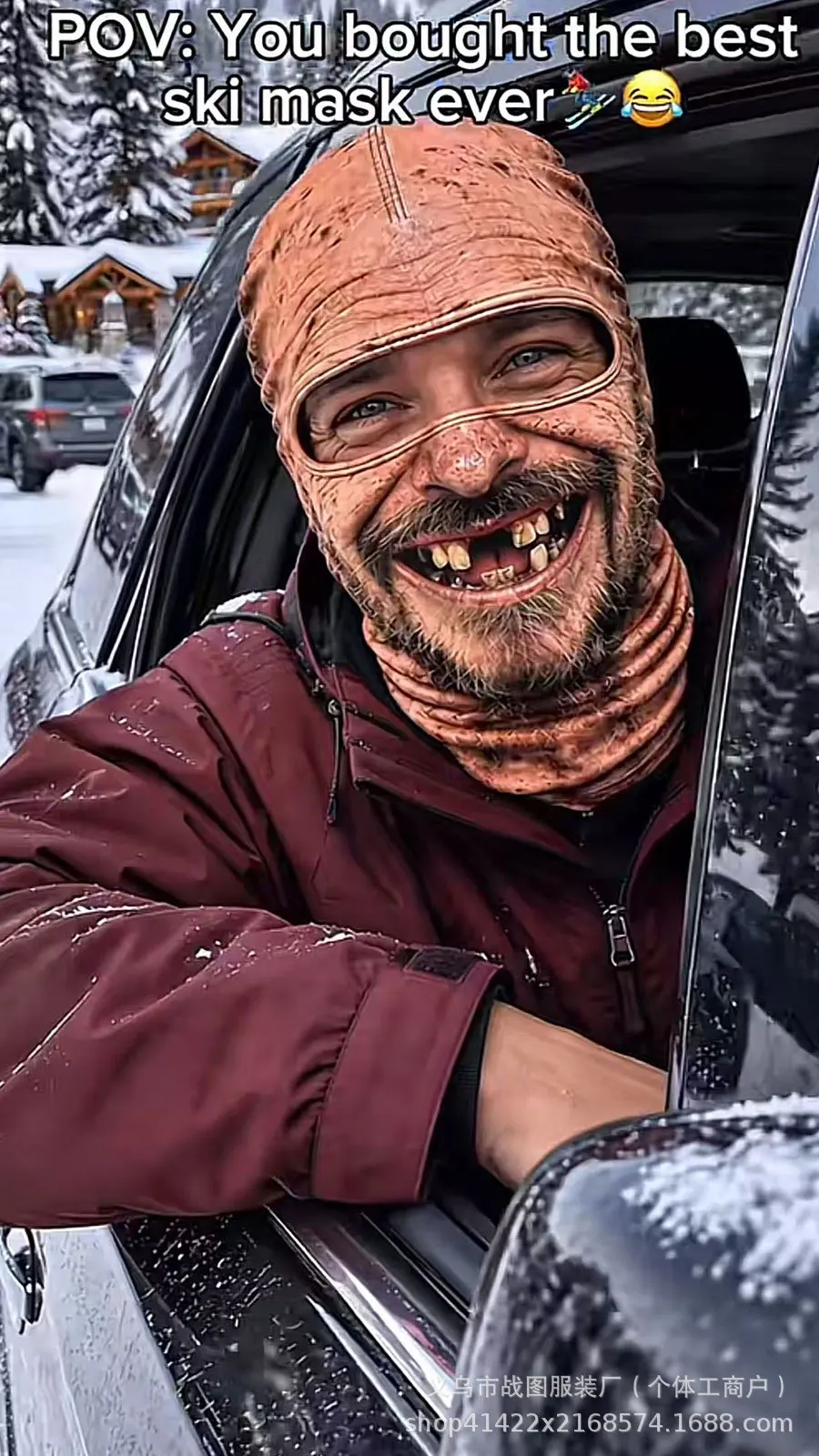 Old Man Ski Mask Funny Realistic Face Balaclava 3D Printed Full Face Winter With Neck Coverage