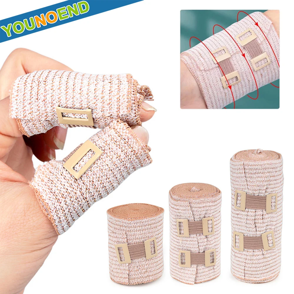 

1 Roll Elastic Bandage Wrap with Clips Breathable Sports Compression Rolls Stretched Bandaging for Knee,Ankle,Wrist,Hand,Finger