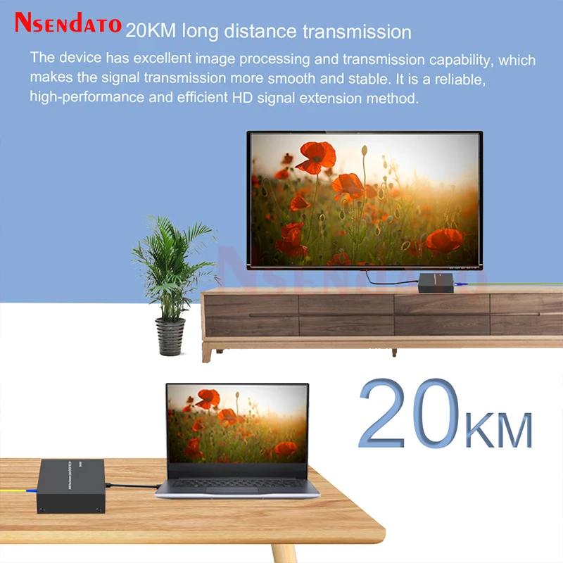 Extensor HDMI KVM de 20Km sobre fibra óptica con USB2.0 SC HDMI a transmisor y receptor AV de fibra óptica extensor HDMI KVM Switch