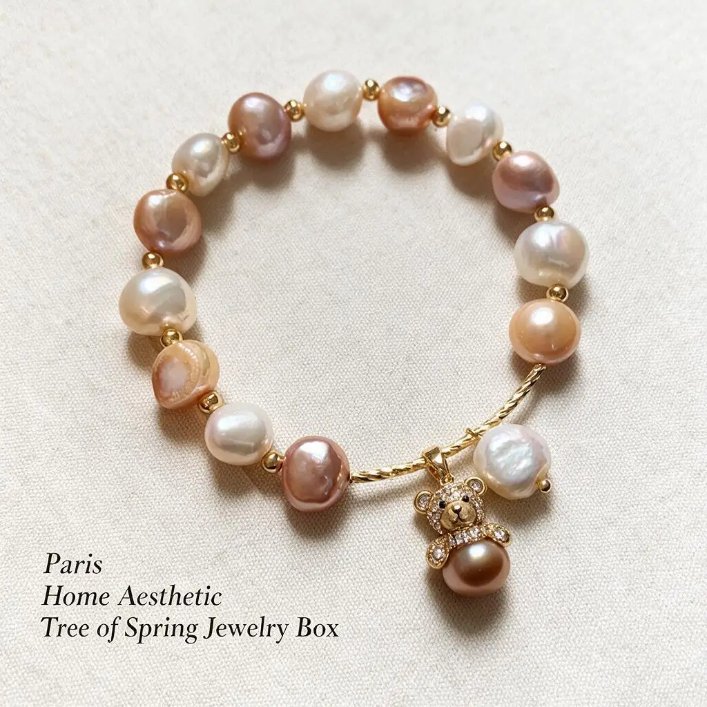 Luxury Lucky Cat Mixed Color Baroque Pearl Beaded Bracelet For Women Dainty Luxury Elegant Versatile Daily Party Jewelry Gift