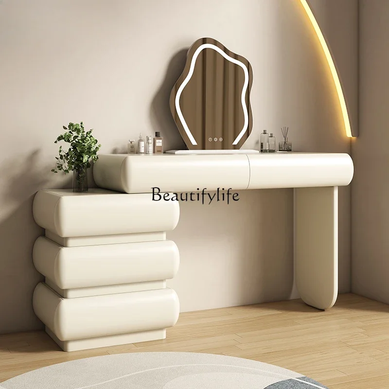 

Cream bucket cabinet integrated Italian modern simple retractable end of bed dressing table