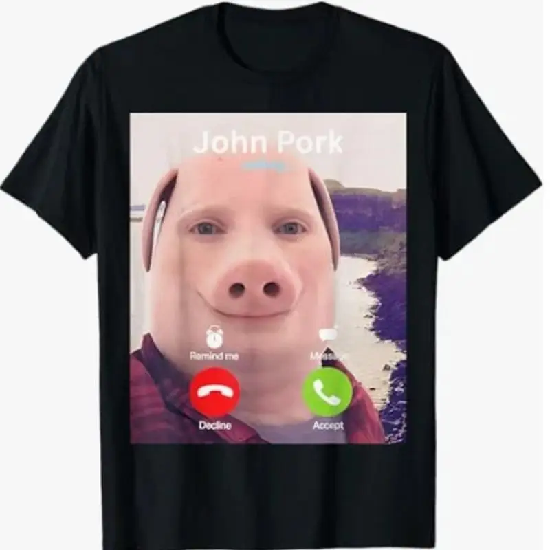 John Pork Calling Decline Accept Incoming Call T-Shirt