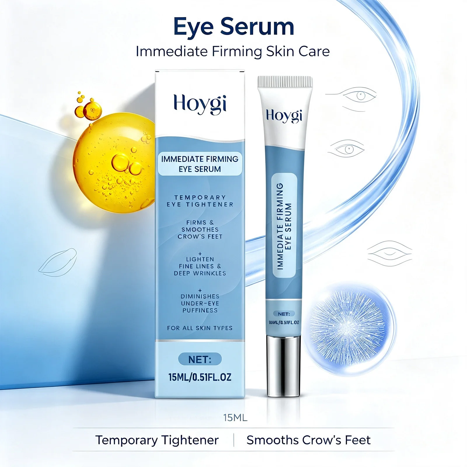 Firming Eye Serum Temporary Tightener Reduce Puffiness Dark Circles Look Hydrating Smooth Fine Lines Under Eye Care 15ml