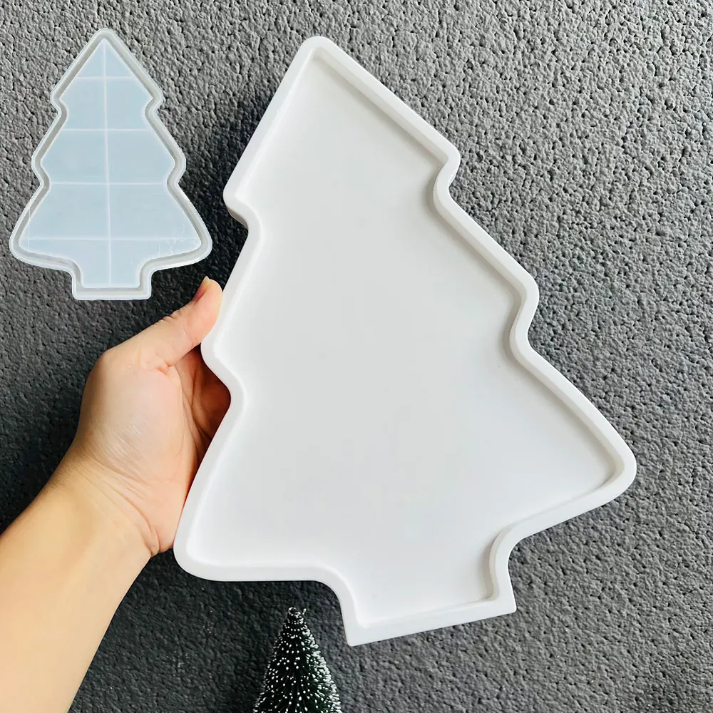 Christmas Tray Silicone Molds Concrete Fruit Pallet Resin Mold Trinket Dish Plaster Mold Xmas Tree House Cement Mold Elk Mould