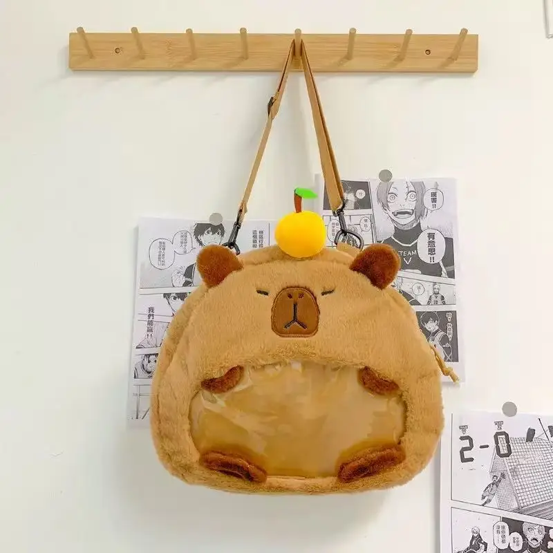 

Kawaii капибара плюшевый рюкзак для женщин универсальный мультфильм забавная сумка через плечо Capibala большая вместительная сумка