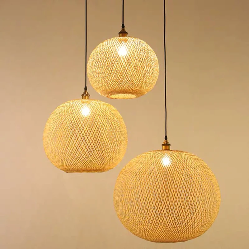 Imagem -02 - Lanterna de Bambu Moderno Mão Tecido Abajur Rattan Decoração Lustre Sala Jantar Suspensão Restaurante Luzes Pingente