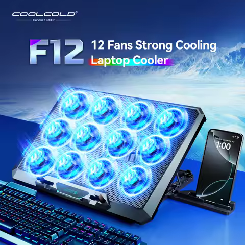 COOLCOLD 12-fan cooling pad — best overall desk pick