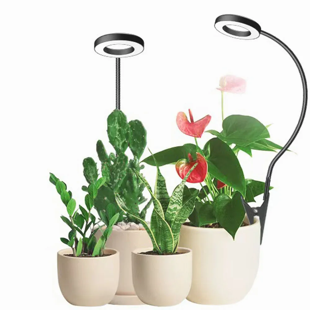 Luz LED para cultivo de plantas, Clip para maceta de espectro completo, USB, interruptor de 3 colores, temporizador de atenuación para el jardín del hogar